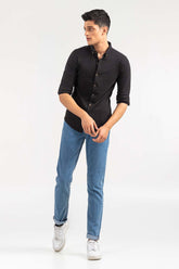 Black Basic Casual Knitted Shirt FS-CS-KNIT-D17